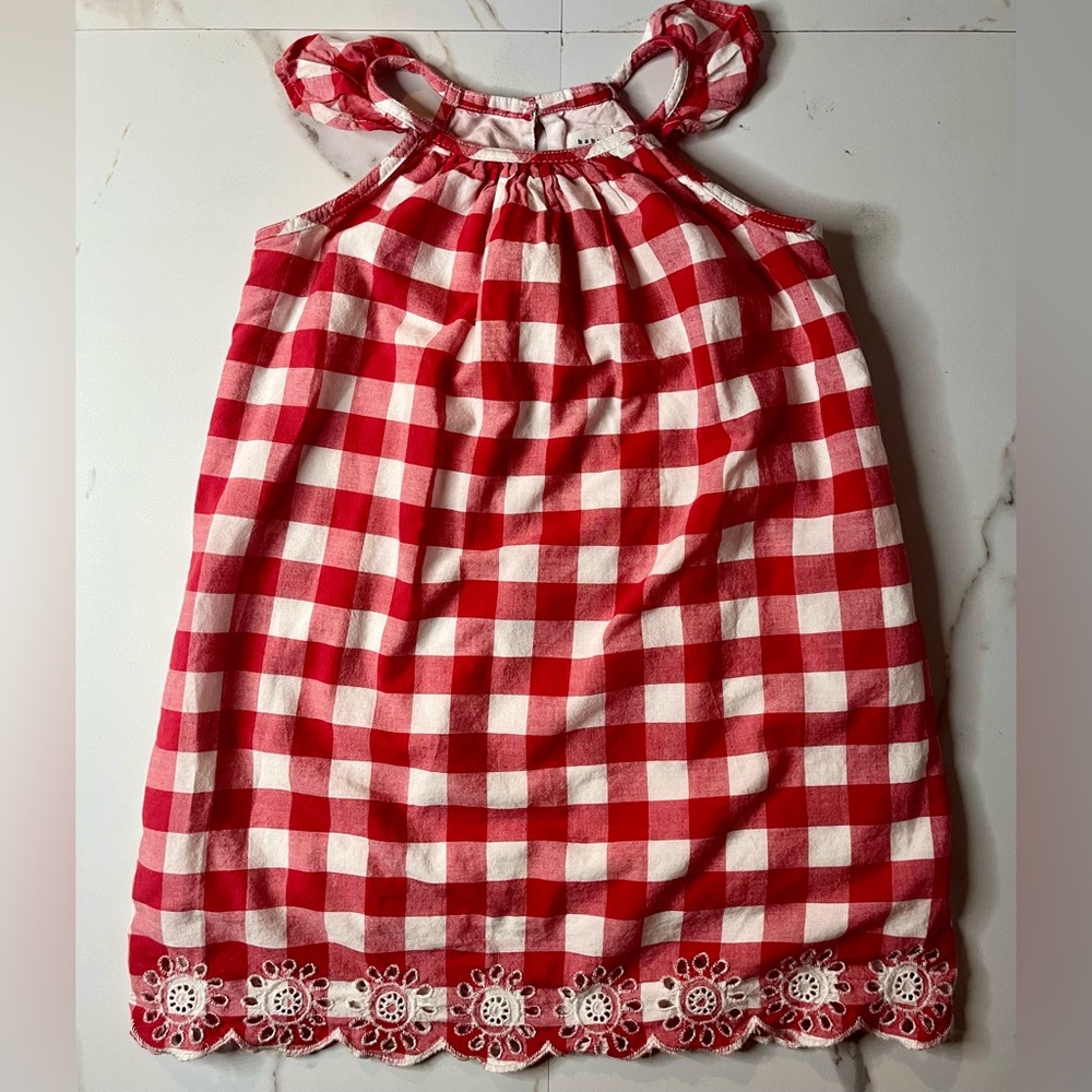 GAP Baby Girl Red White Gingham Lightweight Sundress Ruffles Size 2T